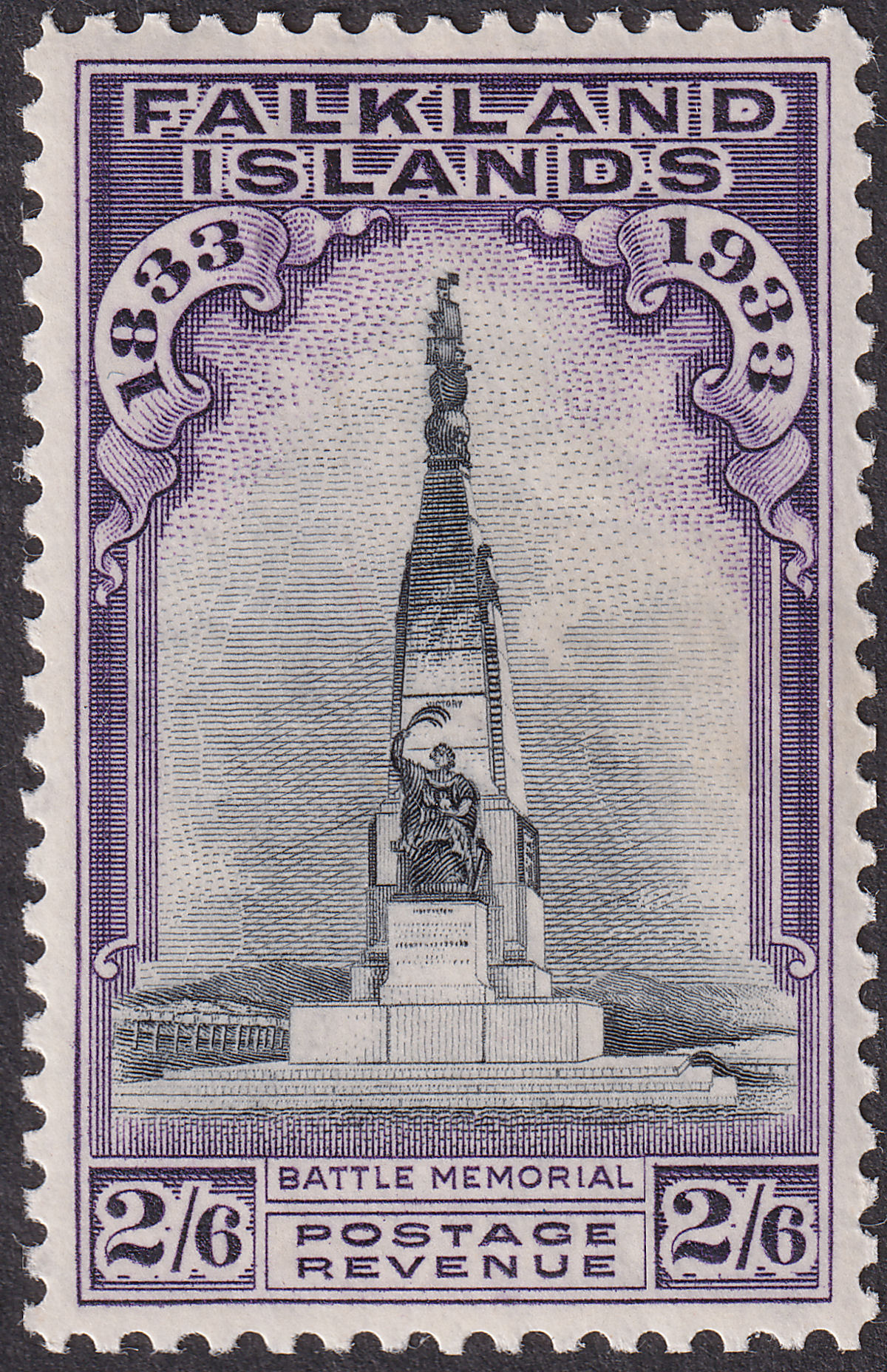 Falkland Islands 1933 KGV Centenary 2sh6d Black + Violet Mint SG135 cat £250