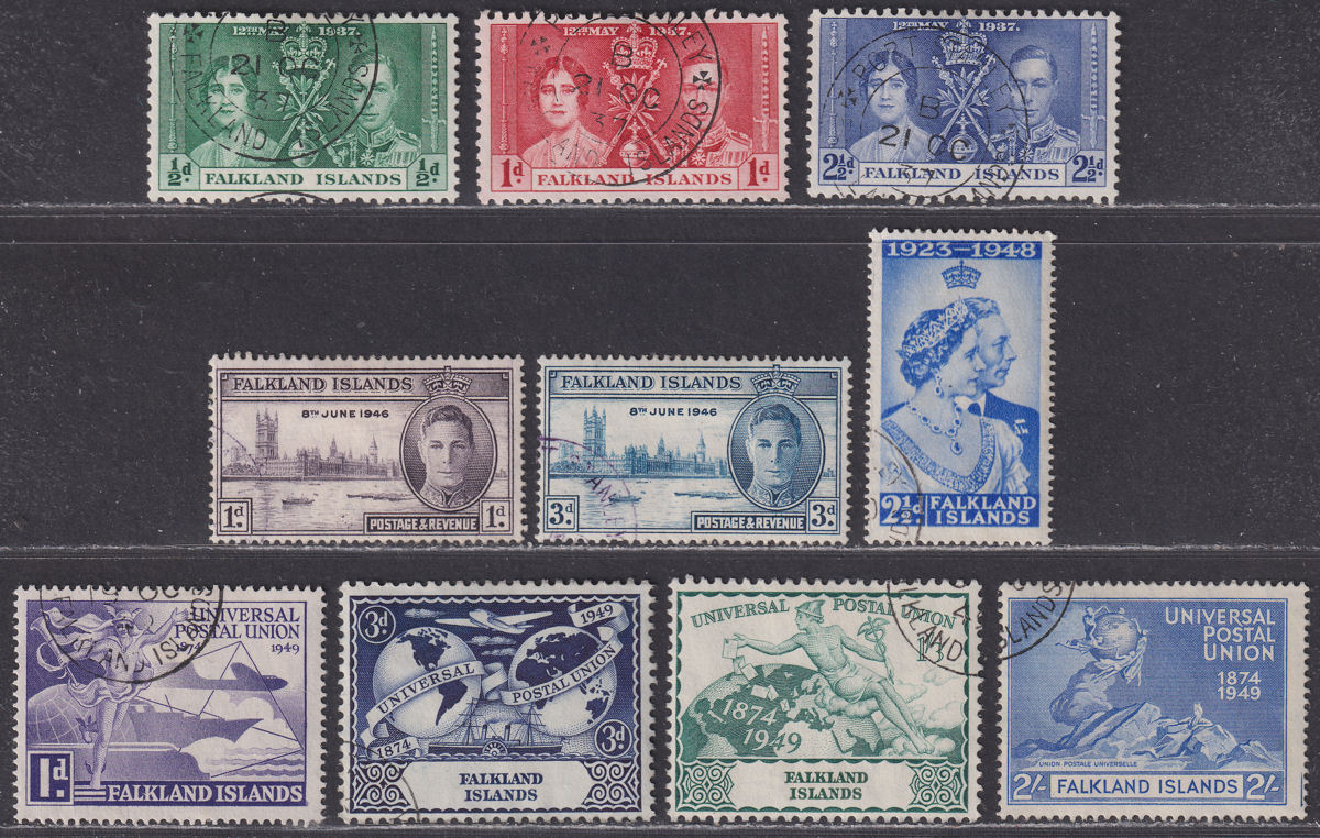 Falkland Islands 1937-49 KGVI Omnibus Selection Used - Coronation, Victory, UPU 