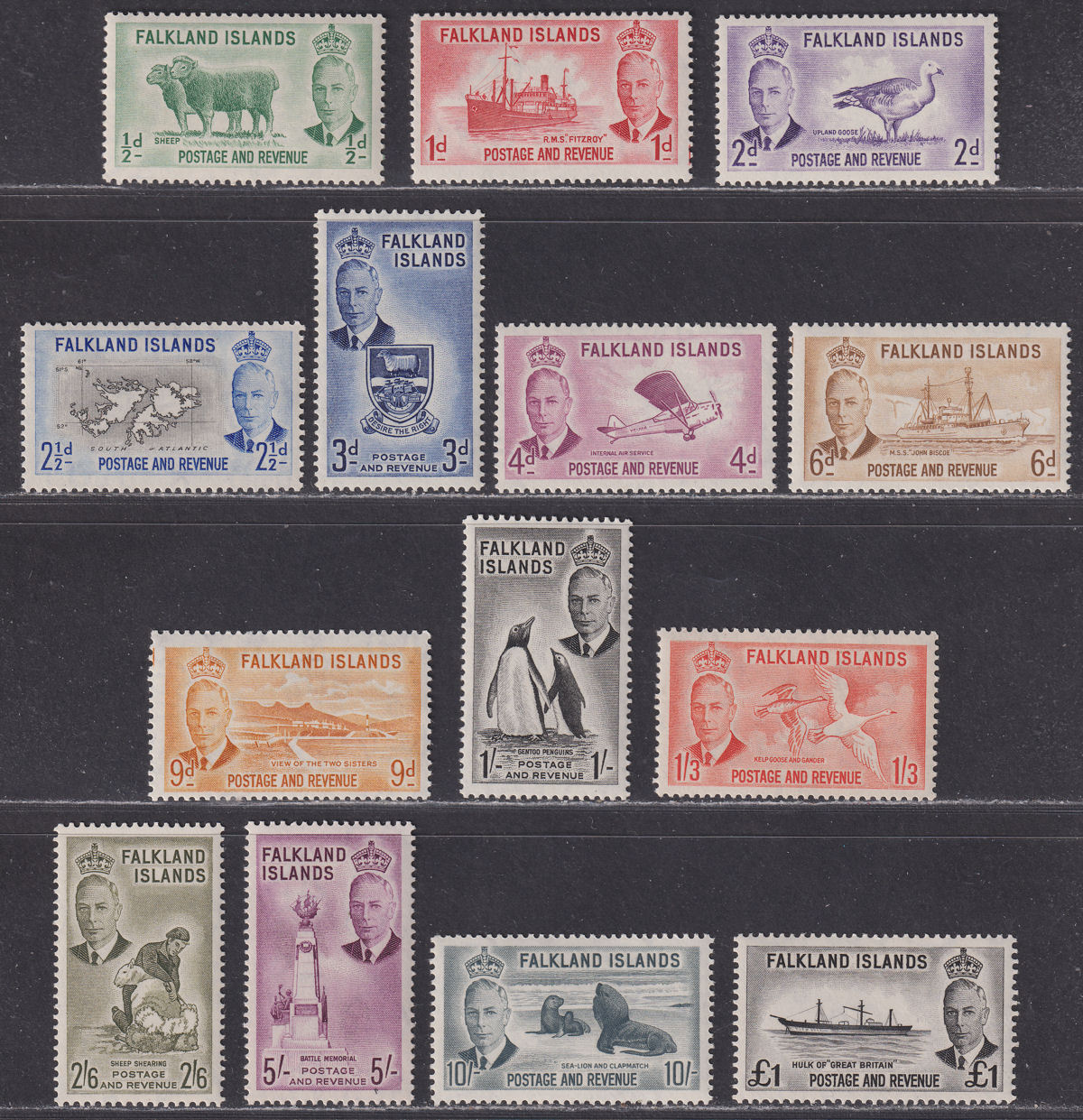 Falkland Islands 1952 King George VI Set UM Mint SG172-185 cat £190 MNH