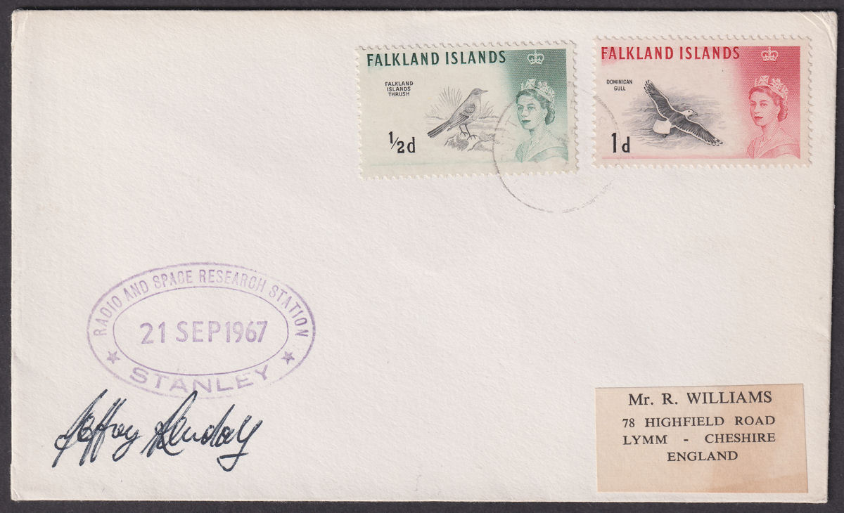Falkland Islands 1967 QEII 1d ½d Cover - Radio and Space Research Station Cachet