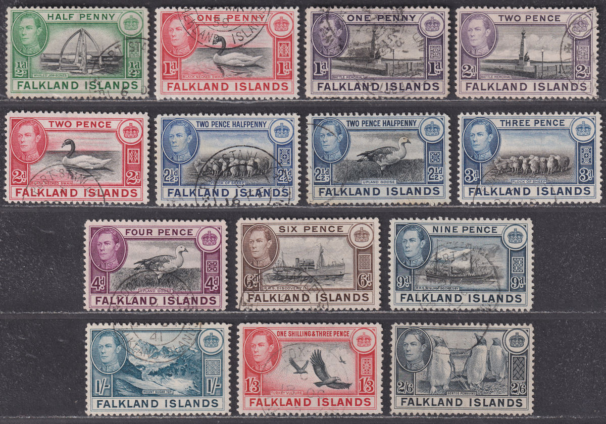 Falkland Islands 1938-50 King George VI Part Set to 2sh6d Used