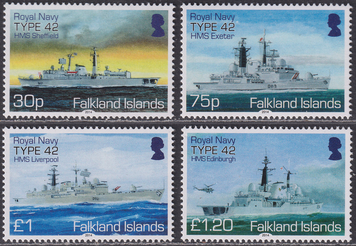 Falkland Islands 2014 QEII Royal Navy Type 42 Destroyers Set UM Mint SG1304-1307