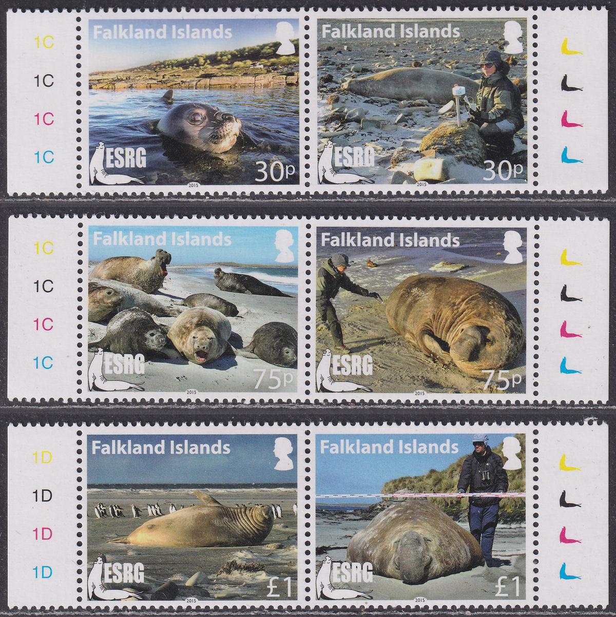 Falkland Islands 2015 QEII 20th Anniv of ESRG Set UM Mint SG1328-1333 Seals