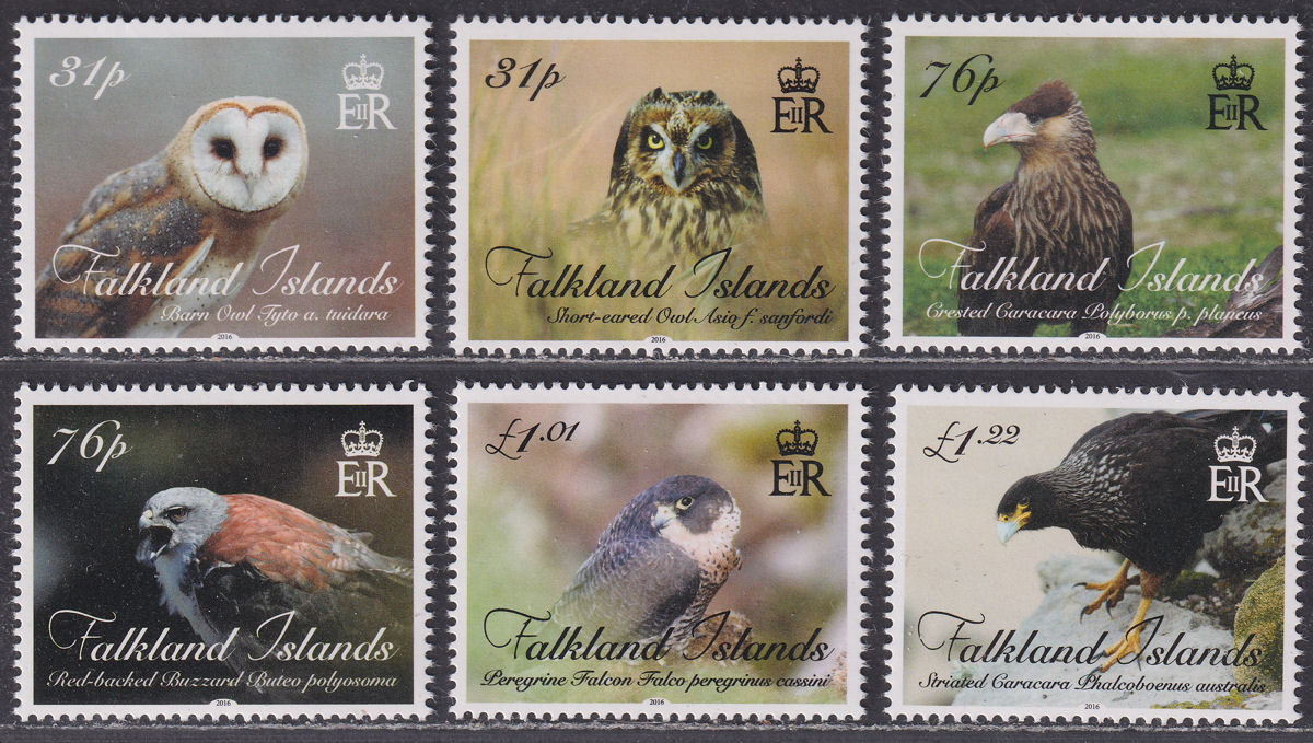 Falkland Islands 2016 QEII Birds of Prey Set UM Mint SG1338-1343 cat £18
