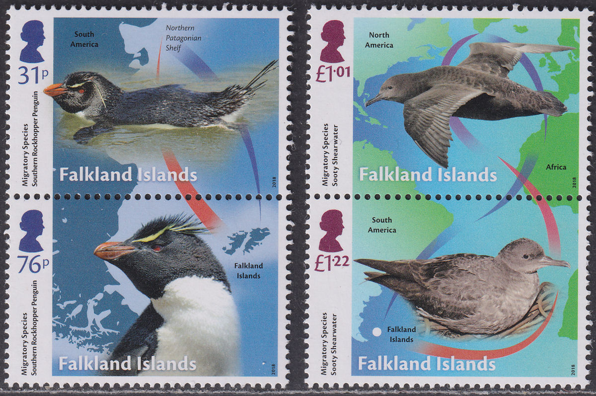 Falkland Islands 2018 QEII Migratory Species - Birds Set UM Mint SG1410-1413