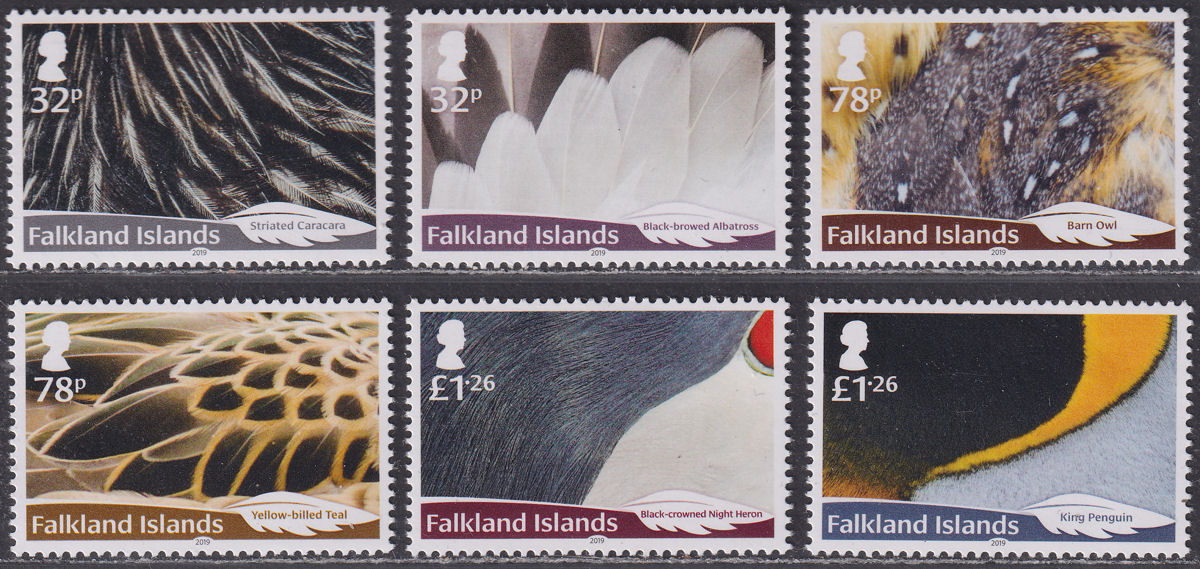 Falkland Islands 2019 QEII Feathers of Local Birds Set UM Mint SG1434-1439