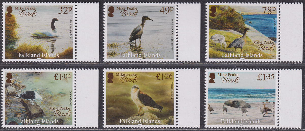 Falkland Islands 2020 QEII Bird Paintings by Mike Peake Set UM Mint SG1459-1464