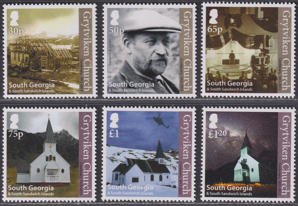 South Georgia + Sth Sandwich Is 2013 Centenary Grytviken Church Mint SG605-610