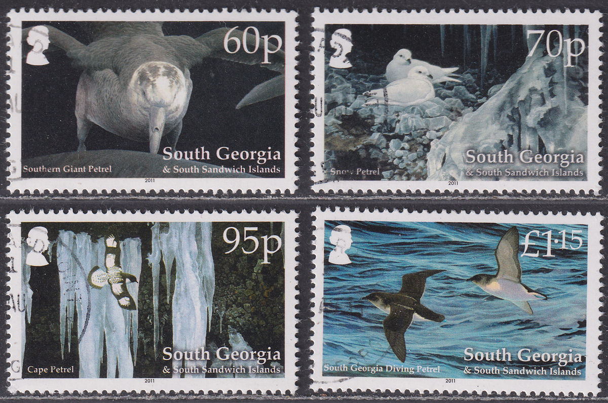 South Georgia + Sth Sandwich Is 2011 Birds - Petrels Set Used SG533-536 cat £10