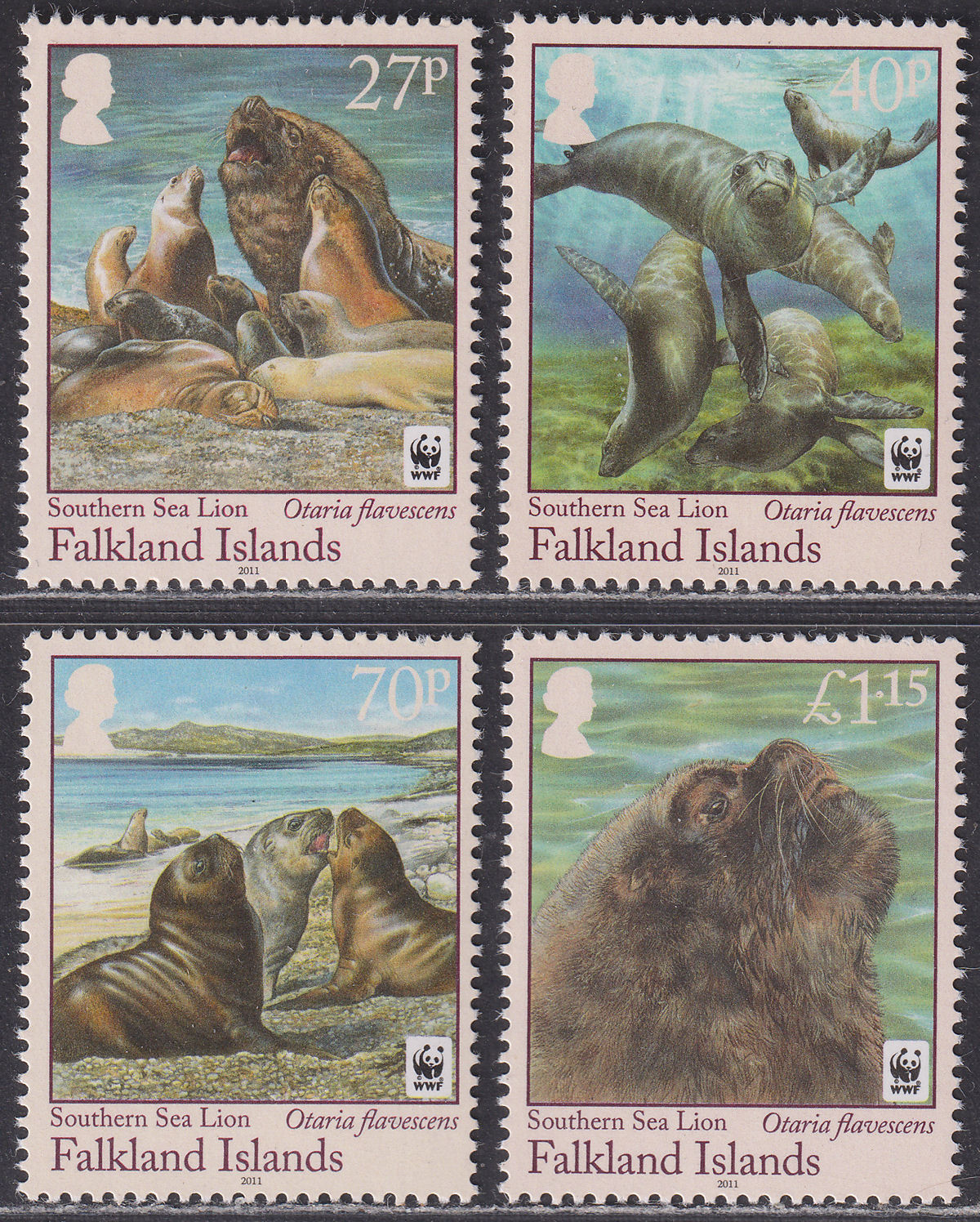 Falkland Islands 2011 QEII Southern Sea Lion Set MInt SG1194-1197