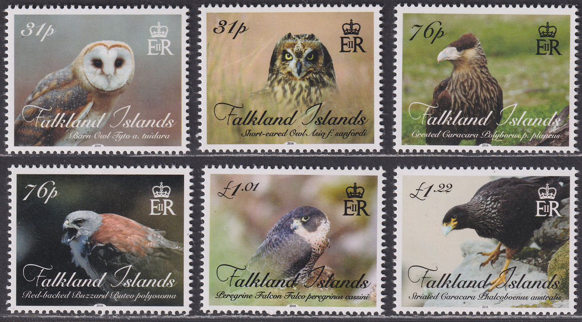 Falkland Islands 2016 QEII Birds of Prey Set UM Mint SG1338-1343 cat £18