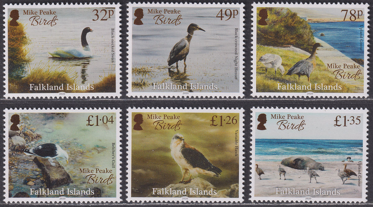 Falkland Islands 2020 QEII Bird Paintings by Mike Peake Set UM Mint SG1459-1464