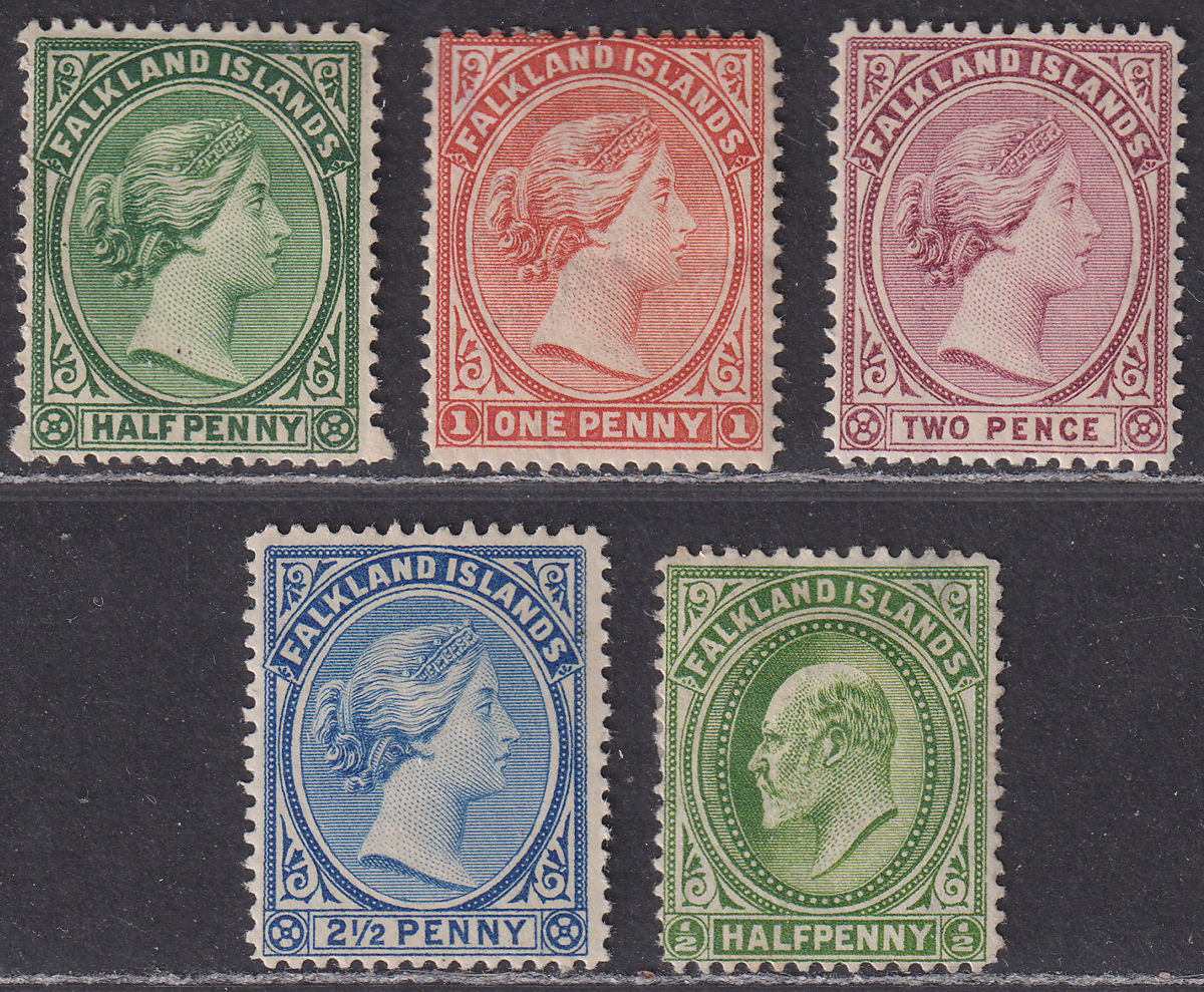 Falkland Islands 1891-1904 QV-KEVII Selection to 2½d Mostly Mint