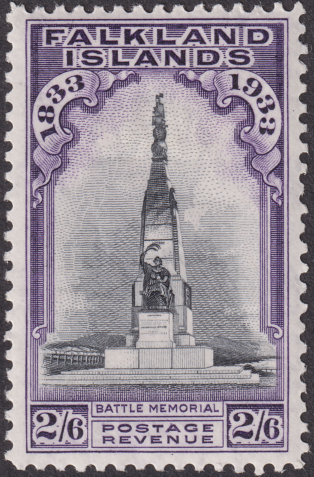 Falkland Islands 1933 KGV Centenary 2sh6d Black + Violet Mint SG135 cat £250
