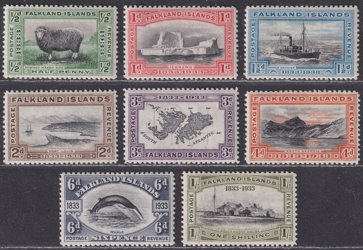 Falkland Islands 1933 KGV Centenary Set to 1sh Mint SG127-134 cat £250