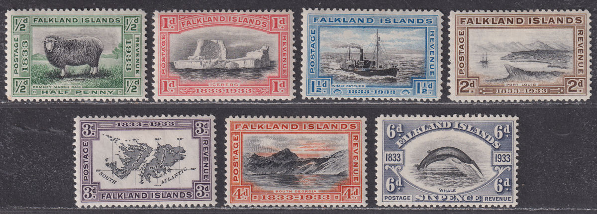 Falkland Islands 1933 KGV Centenary Set to 6d Mint SG127-133 cat £180