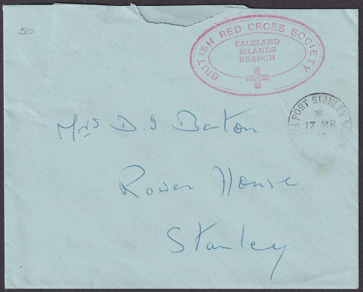 Falkland Islands Unstamped Local Cover Used - British Red Cross Society
