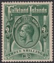 Falkland Islands 1923 KGV 3sh Slate-Green Mint SG80 cat £100 TONED