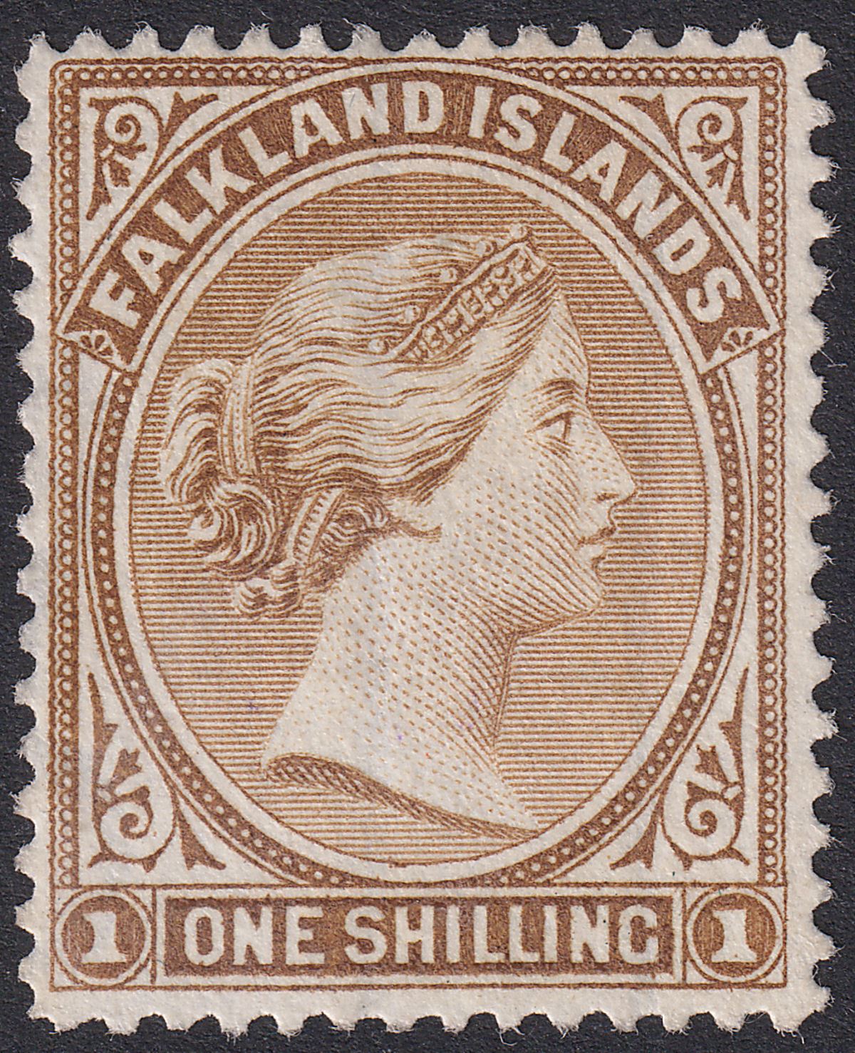 Falkland Islands 1896 QV 1sh Grey-Brown wmk Reversed Unused SG37x c£225 as mint