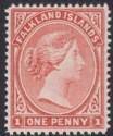 Falkland Islands 1899 QV 1d Pale Red watermark Reversed Mint SG23x cat £425