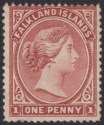 Falkland Islands 1882 QV 1d Dull Claret Neck Flaw Variety Unused SG5 c£350 as M