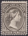 Falkland Islands 1894 QV 4d Brownish Black wmk Crown Reversed Mint SG31 cat£1000