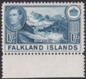 Click for more photos and details Falkland Islands 1948 KGVI 1sh Deep Dull Blue Mint SG158c cat £85