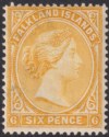 Click for more photos and details Falkland Islands 1896 QV 6d Yellow Mint SG34 cat £85