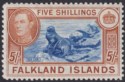 Falkland Islands 1949 KGVI 5sh Dull Blue and Yellow-Brown Mint SG161c cat £140