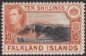 Falkland Islands 1938 KGVI 10sh Black and Orange-Brown Mint SG162 cat £200