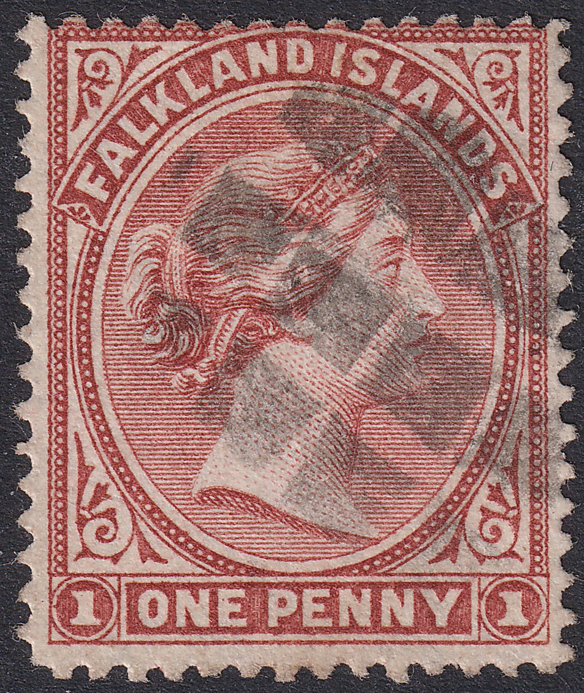 Falkland Islands 1887 QV 1d Brownish Claret wmk Crown to Left Used SG8 cat £55