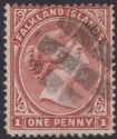 Falkland Islands 1887 QV 1d Brownish Claret wmk Crown to Left Used SG8 cat £55