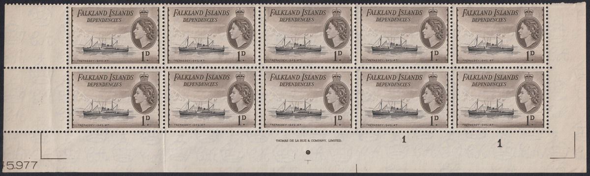 Falkland Islands Dependencies 1962 1d De La Rue Blk Pl 45977 Mint SG G27b c£200