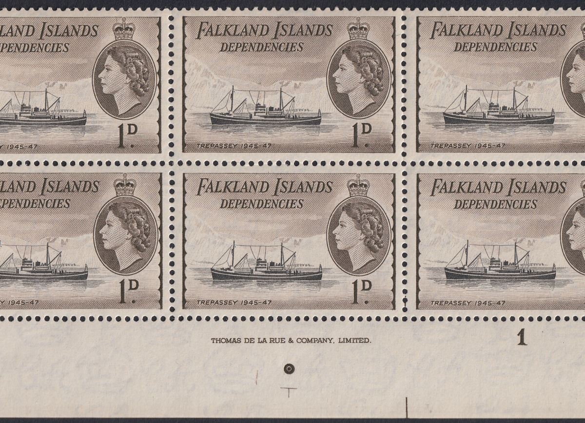 Falkland Islands Dependencies 1962 1d De La Rue Blk Pl 45977 Mint SG G27b c£200