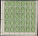 Click for more photos and details Falkland Islands 1904 KEVII ½d Yellow-Green Marginal Block of 30 Mint SG43