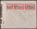 Click for more photos and details Falkland Islands 1940 KGVI 1d x3 Used on Cover Fox Bay to USA Censored UK SG147