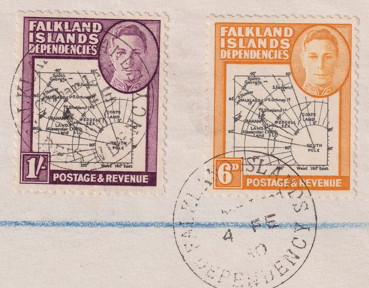Falkland Islands Dependencies 1950 KGVI Map 1sh + 6d Used Cover GRAHAM LAND Pmk