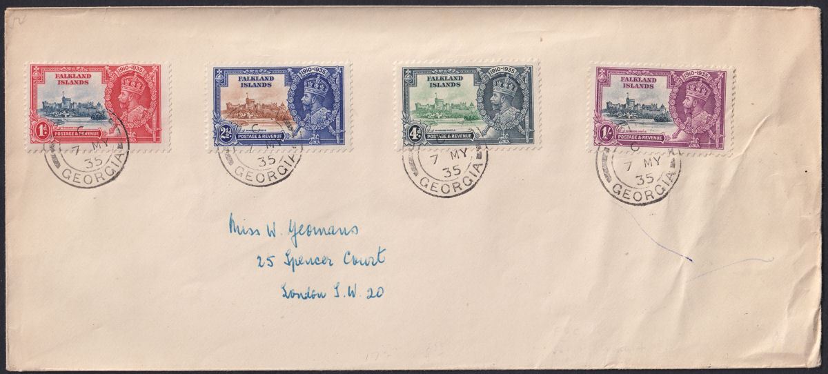 Falkland Islands 1935 KGV Silver Jubilee Set First Day Cover South Georgia