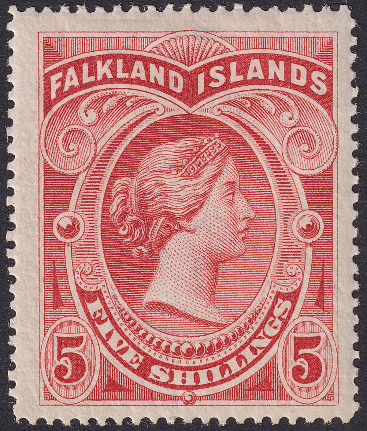 Falkland Islands 1898 QV 5sh Red Mint SG42 cat £250