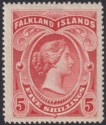 Click for more photos and details Falkland Islands 1898 QV 5sh Red Mint SG42 cat £250