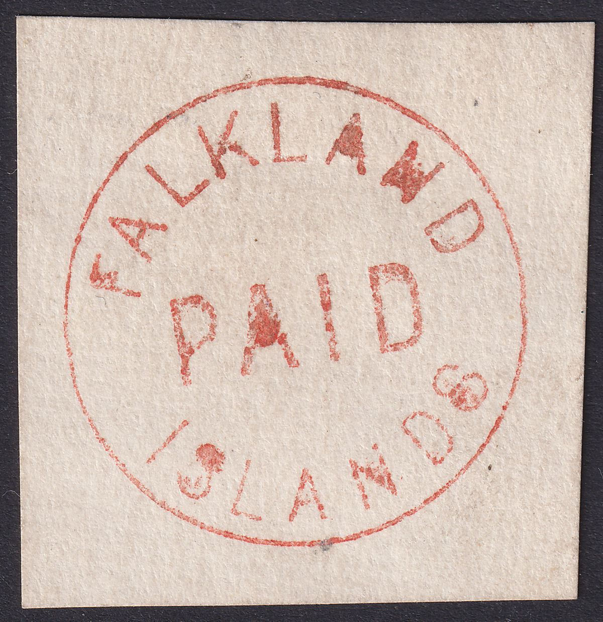 Falkland Islands 1890s Paid Frank in Red Souvenir Strike on Piece cat £190