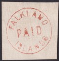 Click for more photos and details Falkland Islands 1890s Paid Frank in Red Souvenir Strike on Piece cat £190