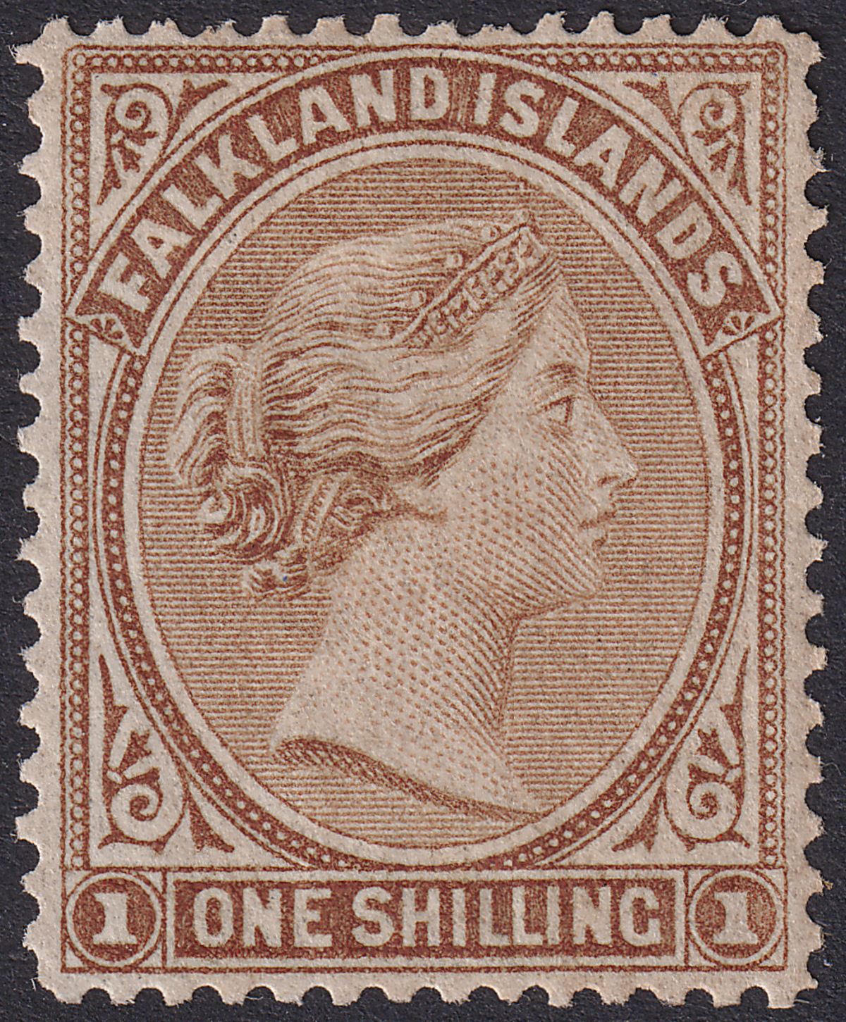 Falkland Islands 1878 QV 1sh Bistre-Brown Mint SG4 cat £90