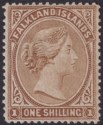 Click for more photos and details Falkland Islands 1878 QV 1sh Bistre-Brown Mint SG4 cat £90