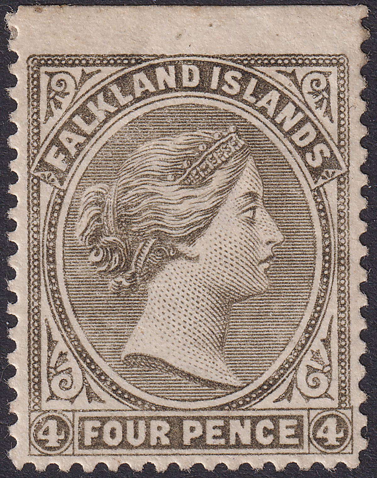 Falkland Islands 1885 QV 4d Pale Grey-Black wmk Crown to Right Mint SG9w cat£950