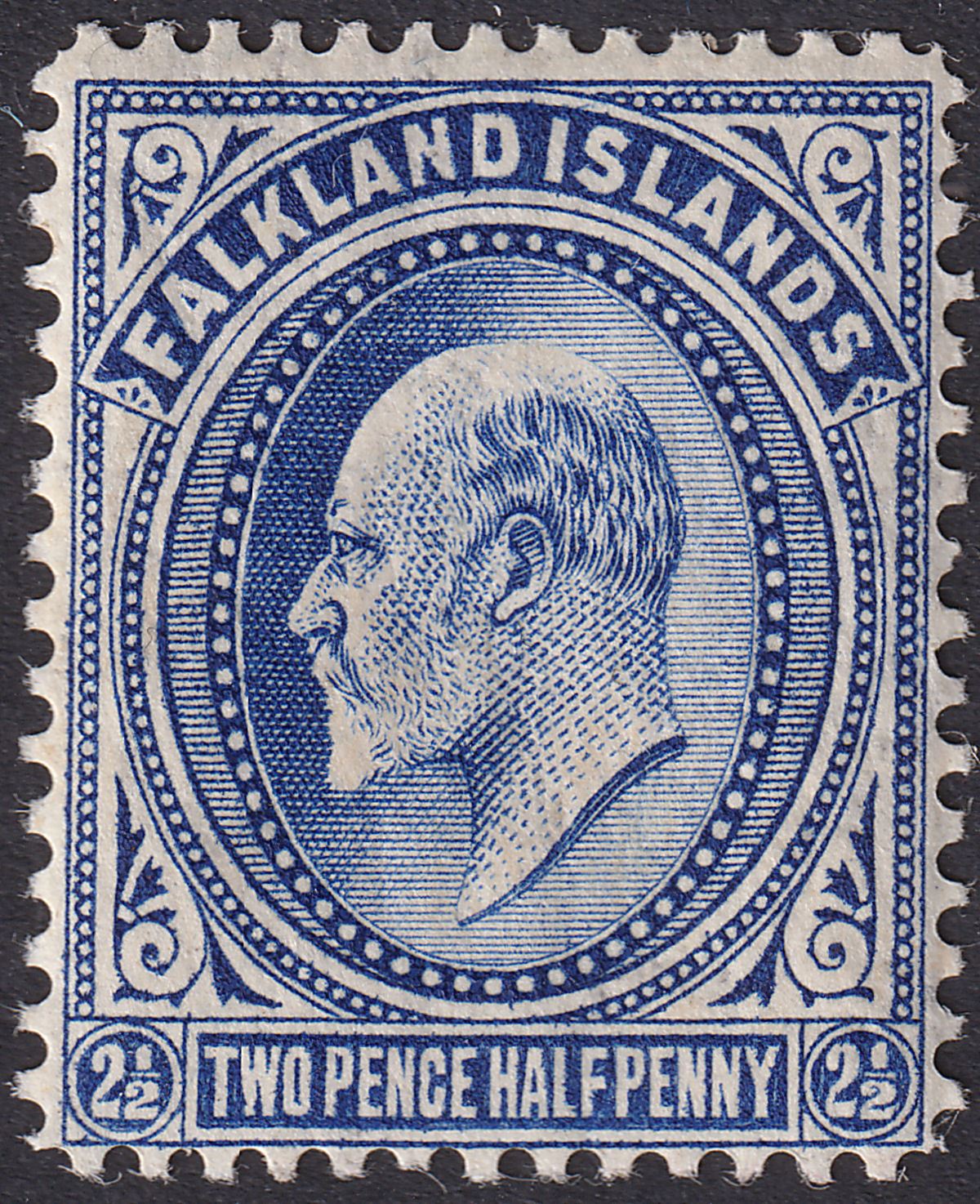 Falkland Islands 1912 KEVII 2½d Deep Blue Mint SG46b cat £300 with cert