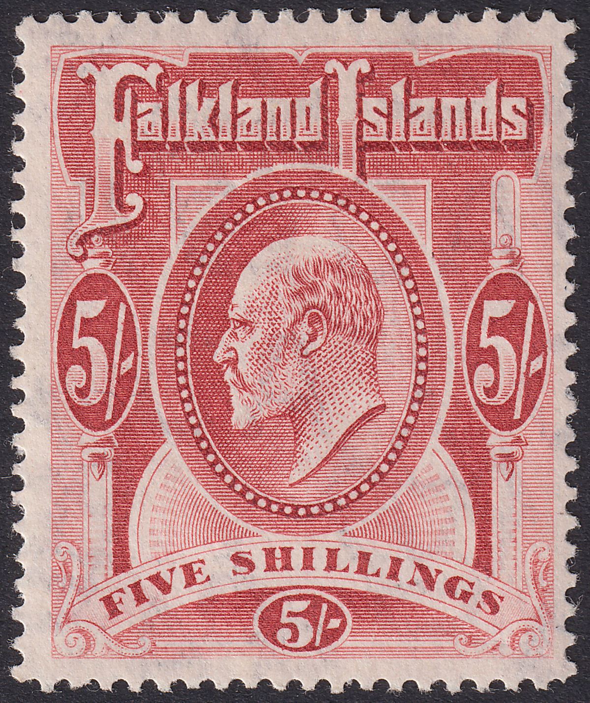 Falkland Islands 1904 KEVII 5sh Red Mint SG50 cat £225