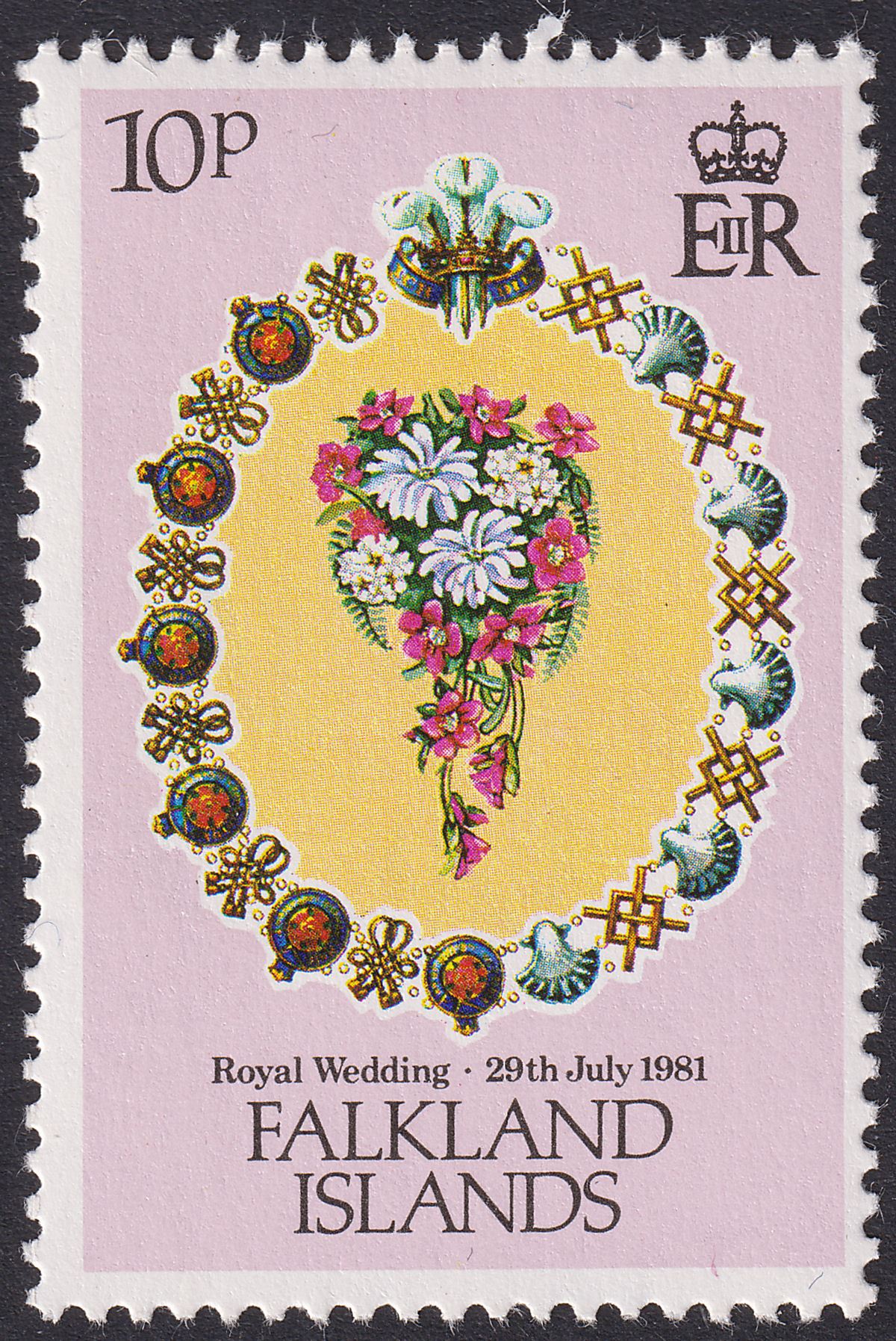 Falkland Islands 1981 QEII Royal Wedding 10p watermark Inverted SG402w cat £70
