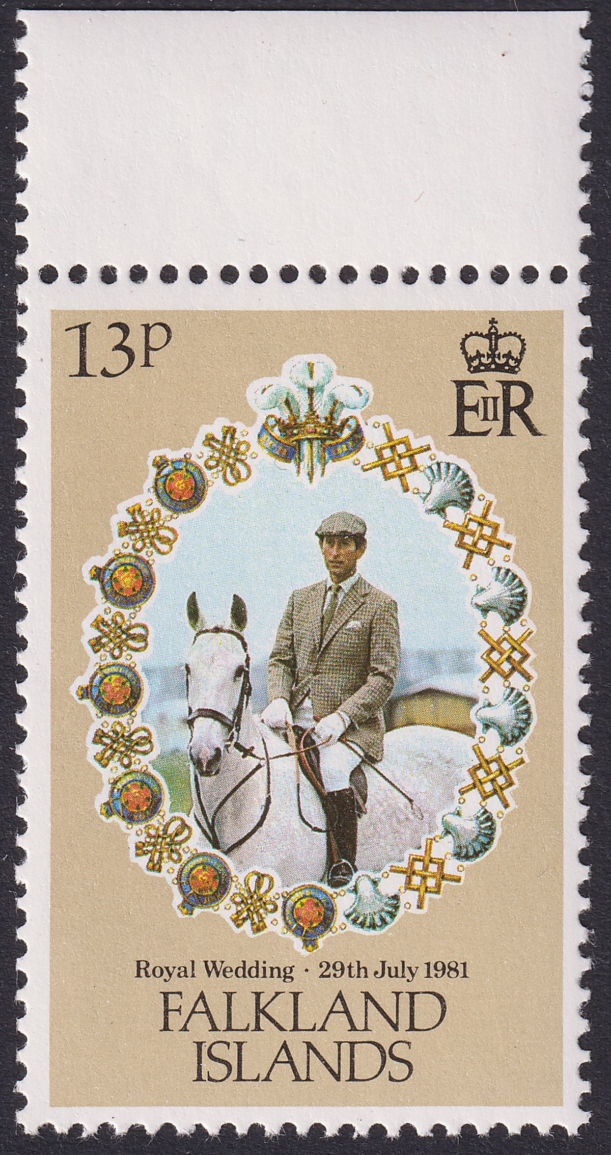 Falkland Islands 1981 QEII Royal Wedding 13p watermark Inverted SG403w cat £25