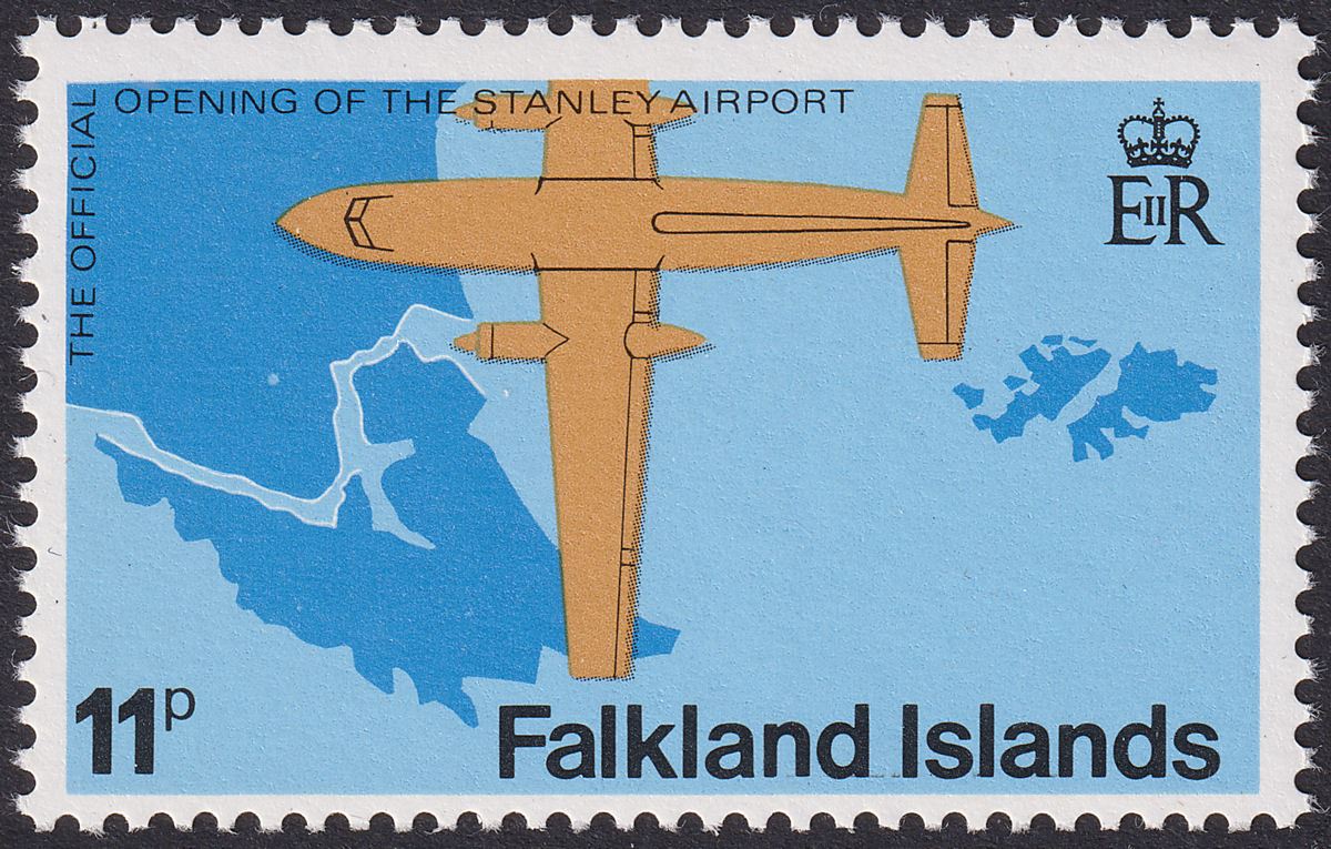 Falkland Islands 1979 QEII Stanley Airport 11p wmk Inverted Mint SG361w cat £50